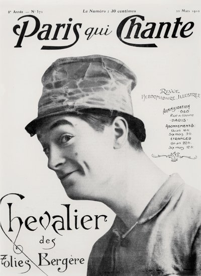 Maurice Chevalier, z filmu "Paris qui Chante", 30. března 1910 (litografie) od French School