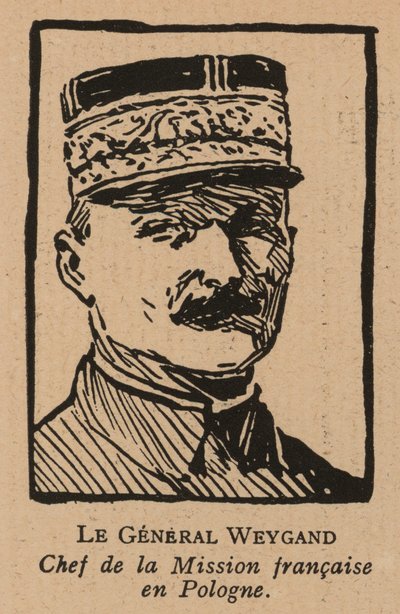 Maxime Weygand, francouzský generál a člen spojenecké mise vyslané na podporu druhé polské republiky během polsko-sovětské války v roce 1920 (litografie) od French School