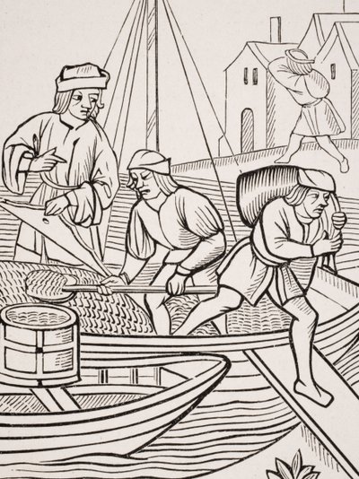 Měření soli podle dřevorytu v „Ordonnances de la Prevoste des Marchands de Paris“, 1500, z „Le Moyen Age et La Renaissance“ od Paula Lacroixe (1806-84) vydaného v roce 1847 od French School