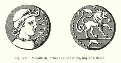 Bronzová medaile náčelníka Suticos, ražená v Rouen (rytina) od French School
