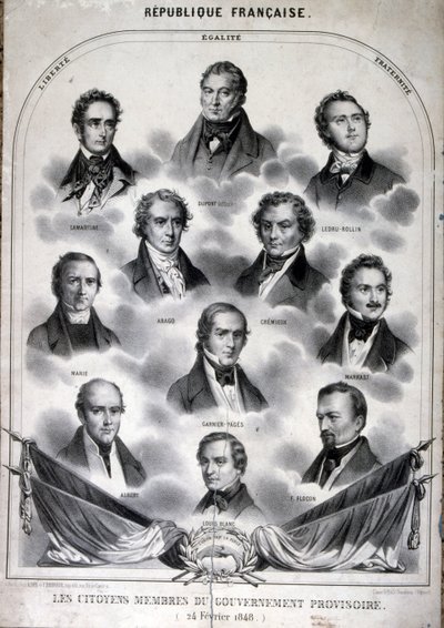 Členové prozatímní vlády Francie (rytina) od French School