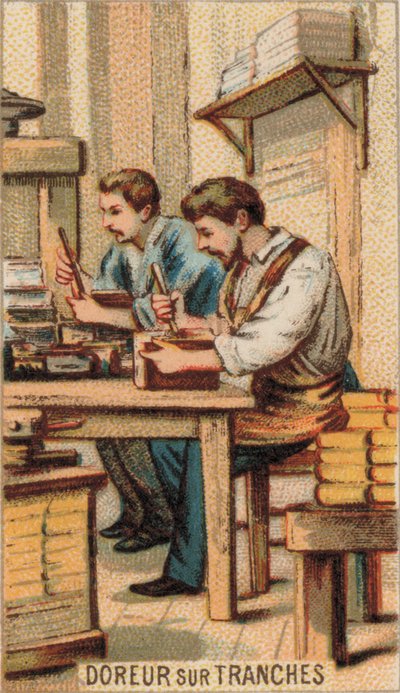 Muži zlacení knih zlatem (chromolit) od French School