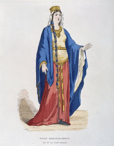 Merovejská královna, od 5. do 8. století, od civilních a vojenských kostýmů Francouzů v průběhu staletí od French School