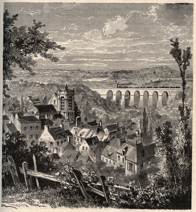 Meudon - departement Hauts-de-Seine - rytina v “” PATRIE”” - POPIS PECTURESSE DE LA FRANCE EN 6 SVAZKŮ LUCIEN HUARD - konec 19. stol. od French School