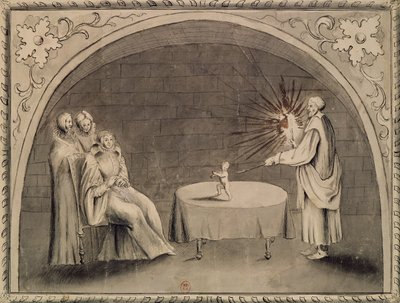 Michel de Nostradame (1503-66) a Catherine de Medici (1519-89) 1559 (pero a inkoust a mytí na papíře) od French School