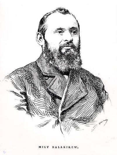 Mily Aleksejevič Balakirev (1837-1910), ilustrace z „Dějiny hudby v Rusku“ od Alberta Soubiese, vydané v Paříži od French School