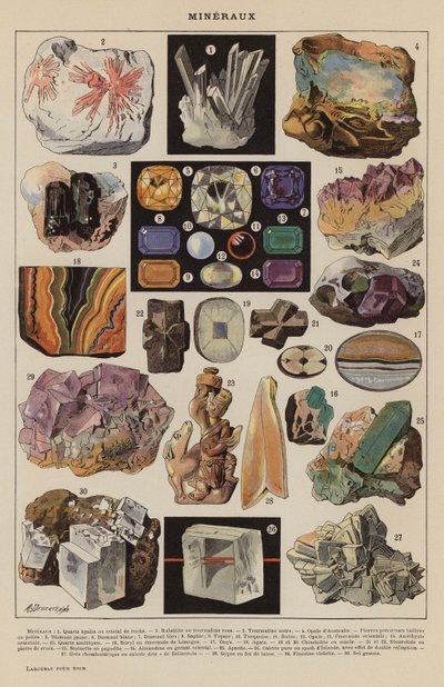 Minerály (barevná litografie) od French School