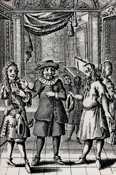 Miser, rytina z Molierova díla, pseudonym Jean-Baptiste Poquelin (1622-1673) - Scene de la piece od Moliere L