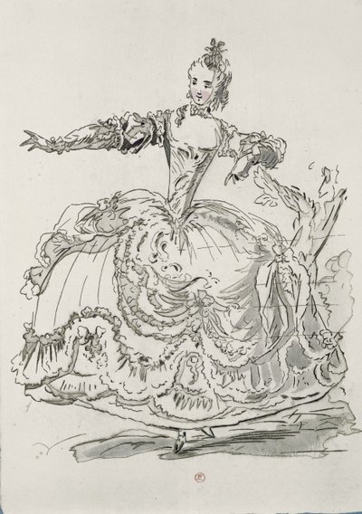 Slečna Puvigne jako Živá socha, v Pigmalion, libreto od Lamotte, složil Jean-Philippe Rameau (1683-1764) 1748 (barevná rytina) od French School