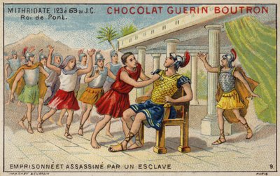 Mithridates VI z Pontu uvězněn a zavražděn otrokem (chromolitho) od French School
