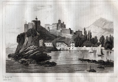 Monako – rytina z „“Itálie malebné““ – Historická a popisná malba Itálie“ od M. de Norvinse, Ch. Nodier 1834-1836. od French School