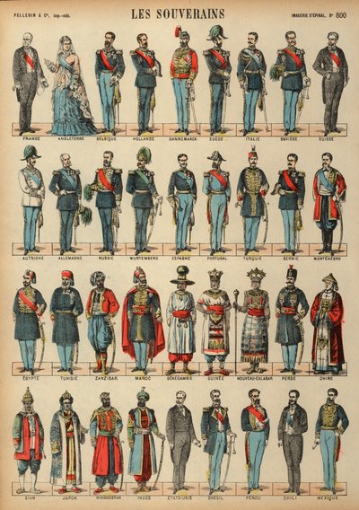Monarchs of the World (barevná rytina) od French School
