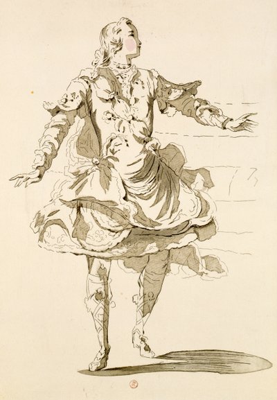 Monsieur Jeliotte jako Pygmalion, v Bygmalion, libreto Lamotte, složil Jean-Philippe Rameau (1683-1764) 1748 (barevná rytina) od French School
