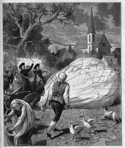 Aerostatický balón monsieur de Montgolfier spadl do Gonesse (Val-d
