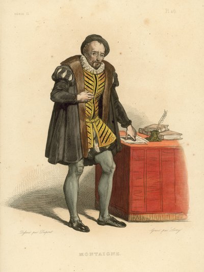 Montaigne (barevná rytina) od French School