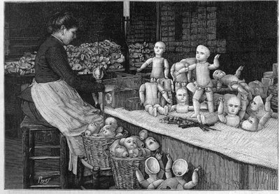 Továrna na panenky v Montreuil v roce 1888. od French School