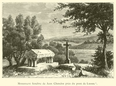 Pohřební pomník Jean Chandos poblíž mostu Lussac (rytina) od French School