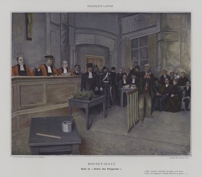Mounet-Sully v „Greve des Forgerons“ (barva litho) od French School