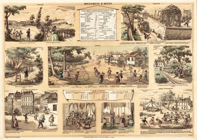 Pohyb a odpočinek (barevná litografie) od French School