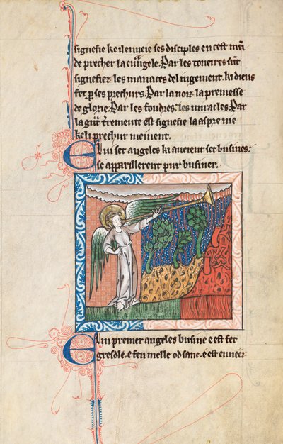 Ms65 f27v, Komentář k Apokalypse svatého Jana, konec 13. století (pero, inkoust a tempera na pergamenu) od French School