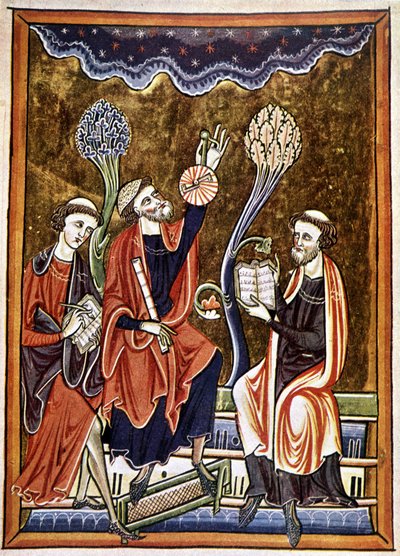 Ms 1186 f.1, Astronom, úředník a počítač, faksimile miniatury převzaté z Knihy žalmů (žaltář) St. Louis a Blanche de Castile od French School