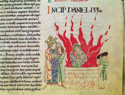 Ms 12-15 t.3 f.64 The Children in the Furnace, from Bible of Etienne Harding od French School
