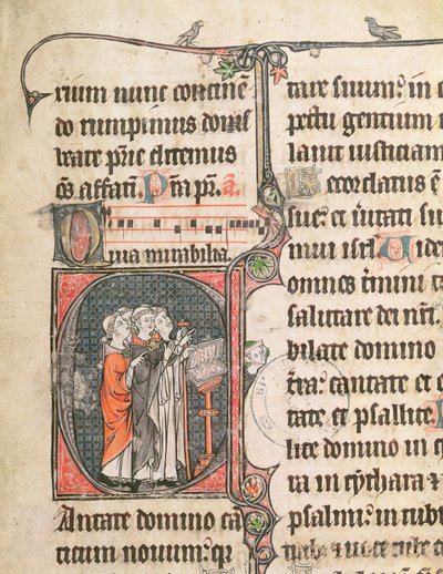 Ms 124 fol. 98 Mniši zpívají, ze žaltáře od French School