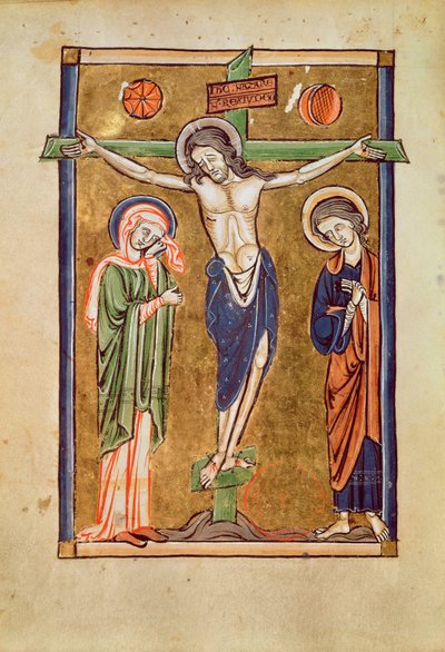 Paní 1273 fol.14v Ukřižování, ilustrace ze žaltáře od French School