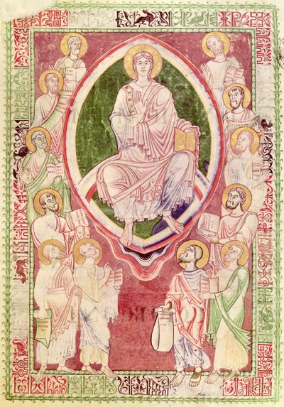 Ms 132 fol.2r Kristus s dvanácti menšími proroky, z Explanatio in Prophetas et Ecclesiasten od sv. Jeronýma, z opatství Citeaux od French School
