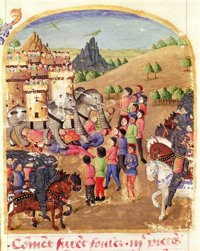 Ms 1335 fol. 217 The Elephants of War, z Vie d