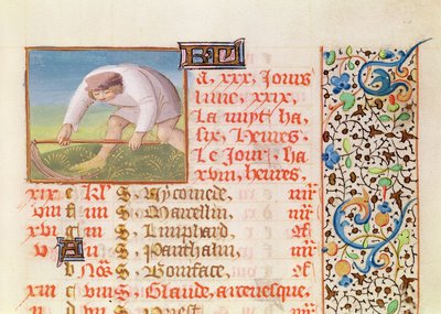 Ms 134 June: Sklizeň, z knihy hodin od French School