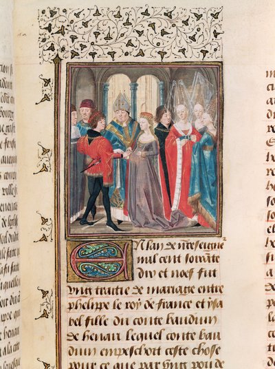 Paní 149 t.3 fol.88 Sňatek Filipa Augusta (1165-1223) francouzského krále a Isabelly z Hainaultu, dcery hraběte Baudouina od French School
