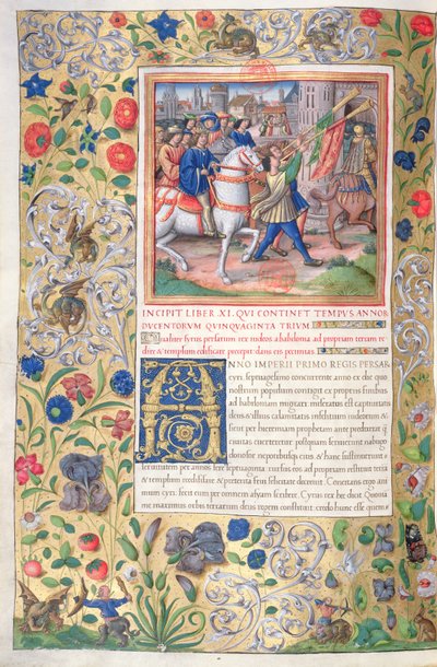 paní 1581 f. 211v Ilustrace z knihy XI (Od prvního roku Kýra do smrti Alexandra Velikého), kapitola 1 Starožitnosti Židů (Antiquitates Judaicae) od Flavia Josepha - Ho od French School