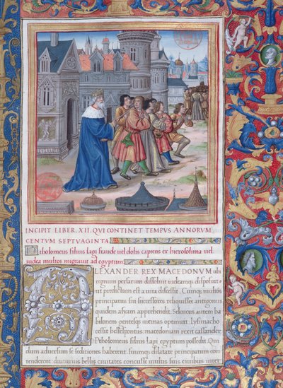 paní 1581 f. 228 Ilustrace z knihy XII (Od smrti Alexandra Velikého do smrti Jidáše Makabejského), kapitola 1 Starožitnosti Židů (Antiquitates Judaicae) od Flavia Josephu od French School