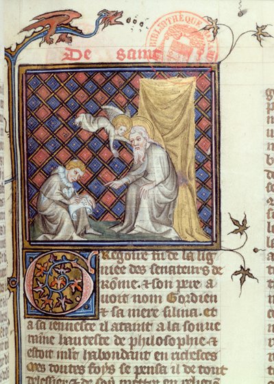 paní 1729 Řehoř, z Legendy o zlatých svatých od Jacquese de Voragine, kolem roku 1370 od French School