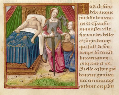 Ms 17 Judith, z knihy "Vie des Femmes Celebres", asi 1505 (pergamen) od French School