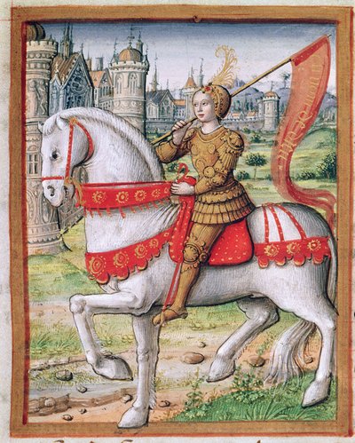 Ms 17 f.76 Johanka z Arku z "Vie des Femmes Celebres", kolem 1505 od French School