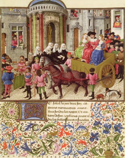Paní 2617 Theseus dělá triumfální vstup do Athén z La Teseida od Giovanniho Boccaccia (1313-75) 1340-41 od French School