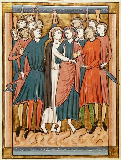 Ms 3016 fol.15v Jidášův polibek, z Psautier a lUsage de Paris od French School