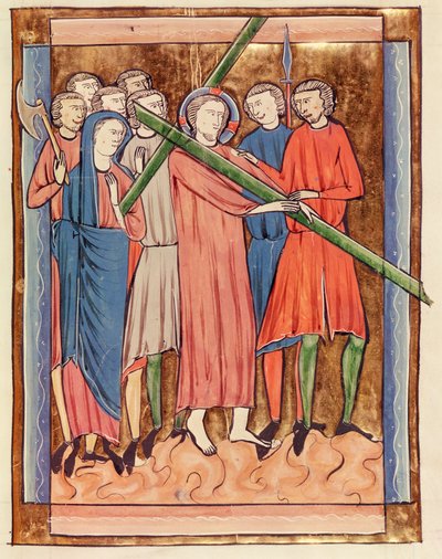 Ms 3016 fol. 16 Kristus nesoucí kříž, z Psautier a lUsage de Paris od French School