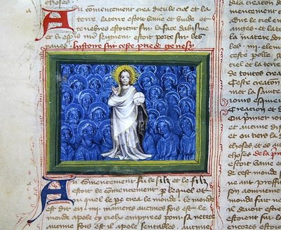 Ms 313 Bůh obklopený anděly, z Bible des Grands Augustins od French School