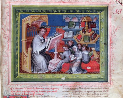 Ms 313 School Scene, z Bible des Grands Augustins, 1494 od French School