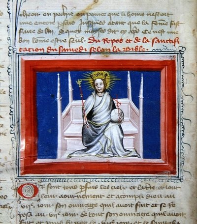 Ms 314 Bůh ve velebnosti, z Bible des Grands Augustins od French School