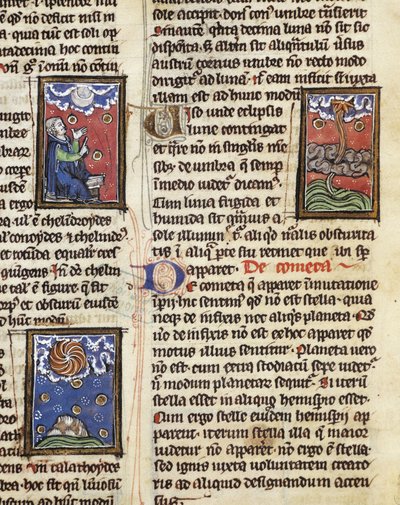 Komety Ms 320 Fol.197, z „The Nature of Things“ od Thomase van Cantimpre (1201-72) (na pergamenu) od French School