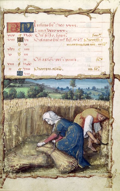 Ms 438 Měsíc červenec: z knihy hodin z roku 1490. od French School