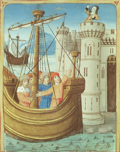 Ms 493 fol.99v Odchod Aenea a Didos smrt, z The Aeneid od Virgilia s komentářem Servia, 1469 od French School