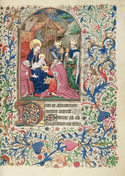 Ms 63 f.65r Klanění mudrců, z knihy hodin, asi 1460 od French School
