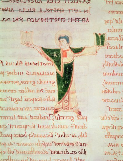 Ms 67 fol.188 Historický dopis T z Komentáře k epištolám sv. Pavla od French School