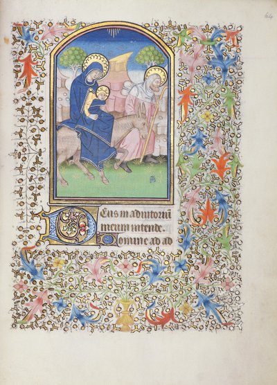 Ms 69 f.64r Let Svaté Rodiny, z Besancon Book of Hours od French School