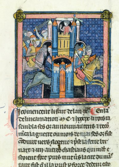 Ms 702 fol.295 Dobytí Le Mans Filipem Augustem (1165-1223) v roce 1189 od French School